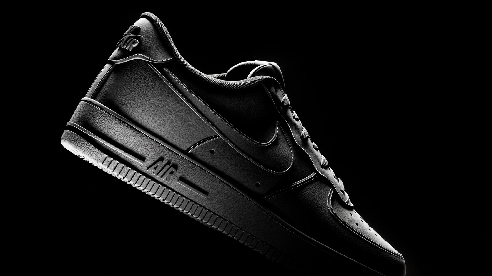 Nike Air noire sur fond noir